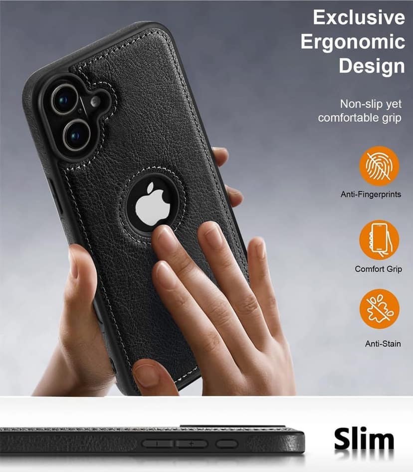 LIRAMARK PU Leather Flexible Back Cover Case Designed for iPhone 16 view 3