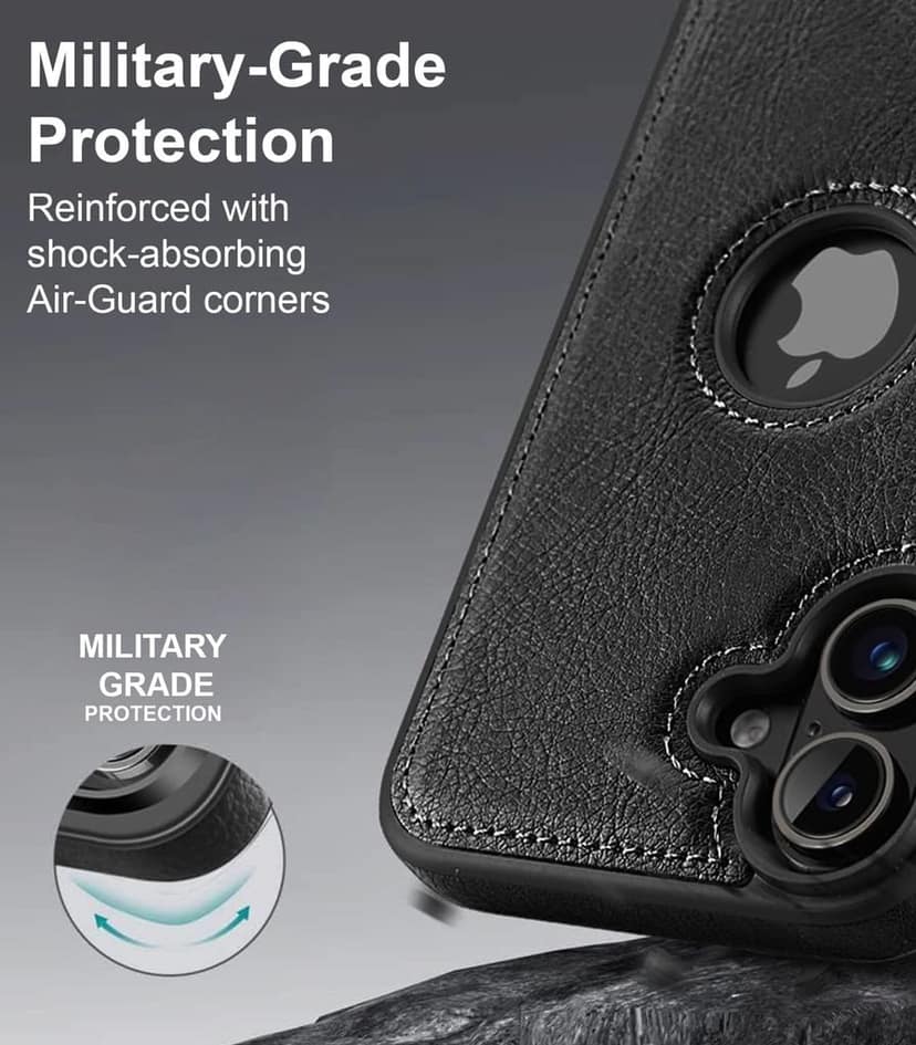 LIRAMARK PU Leather Flexible Back Cover Case Designed for iPhone 16 view 5