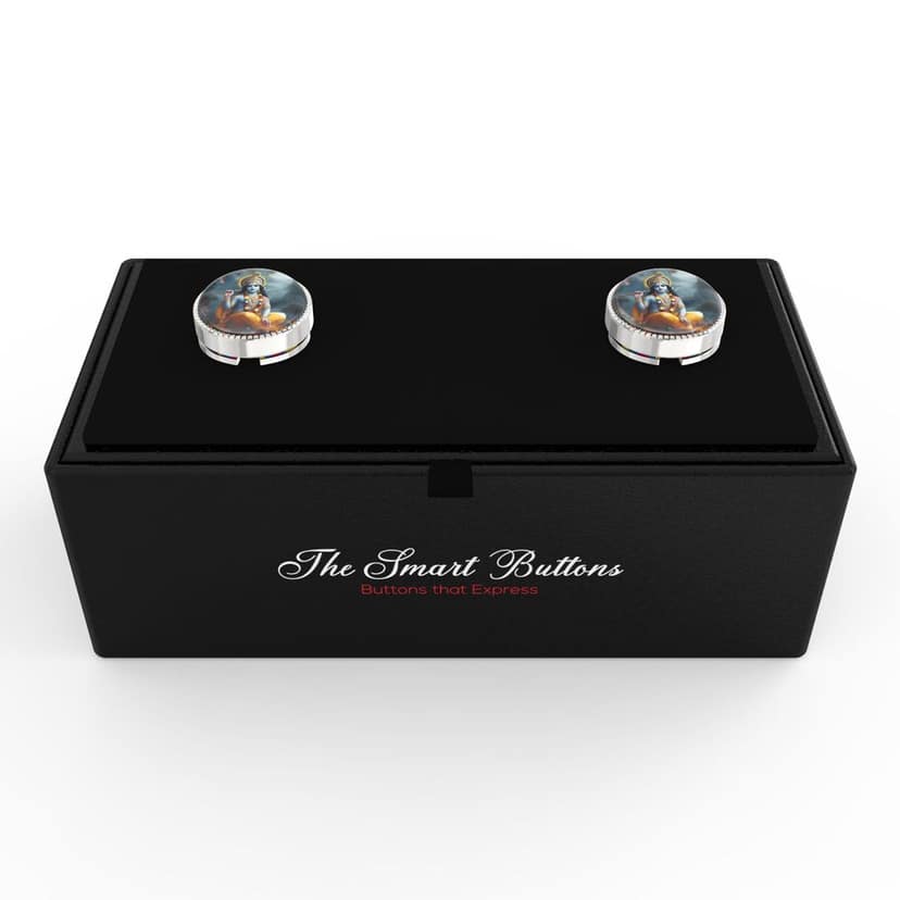 The Smart Buttons - Shirt Button Cover Cufflinks for Men - Divine Guardian: Vishnu Elegance view 3