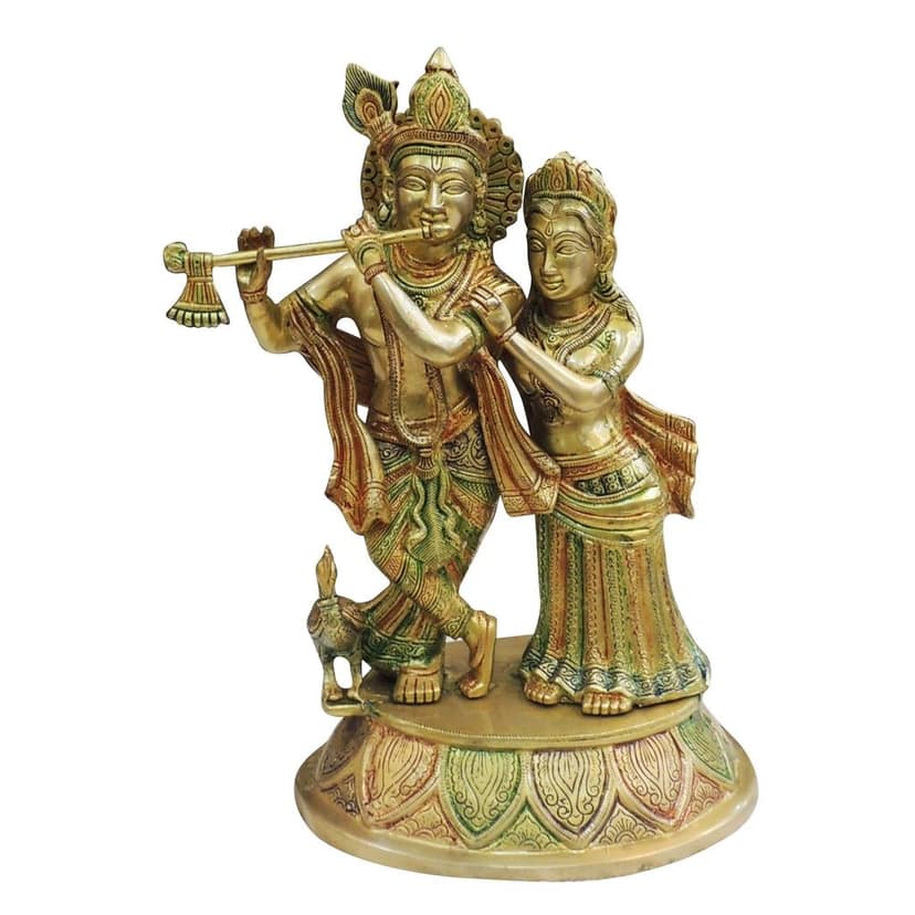 Brass Radha Krishna God Idol - Decorative Brass Temple Statue, Height : 16 Inch (BSMAS399 X) view 2