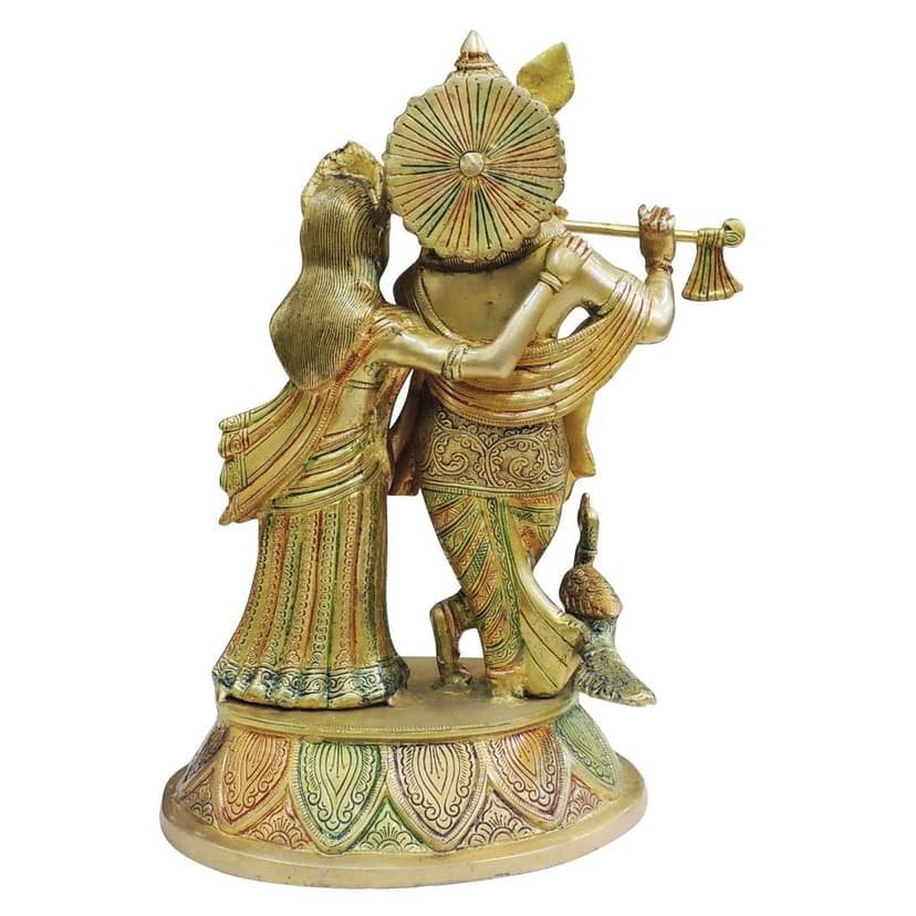 Brass Radha Krishna God Idol - Decorative Brass Temple Statue, Height : 16 Inch (BSMAS399 X) view 3