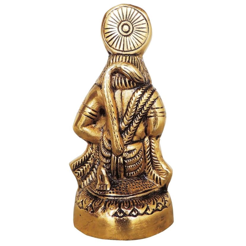 Aluminium Hanuman Ji Statue With Brass Antique Artistic Finish, Height : 6.2 Inch (ASMAS256 G) view 3
