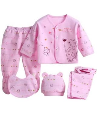 aurapuro Pack of 5 Baby Girls 100% Cotton Pyjama ( Pink )