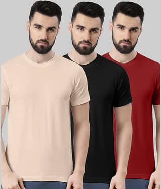 Veirdo Pack of 3 100% Cotton Regular Fit Men's T-Shirt ( Green )