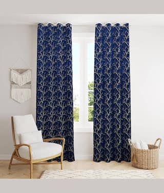 BELLA TRUE Nature Room Darkening Eyelet Curtain 5 ft ( Pack of 2 ) - Blue
