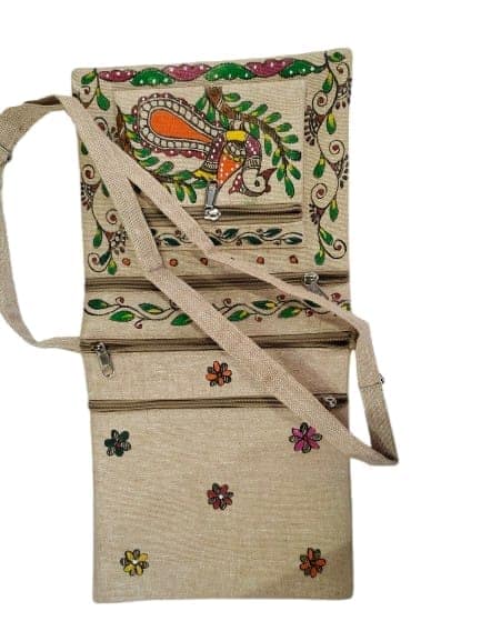 Hand-Painted Sling Bag with Warli Art view 4