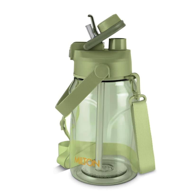 MILTON Eros 1000, 2-in-1 Sip or Gulp Lid Water Bottle 960ml | Unbreakable - Crystal Clear Plastic | Leak-Proof & BPA-Free, One-Click Open | Ideal for School, Office, Gym & Travel Use