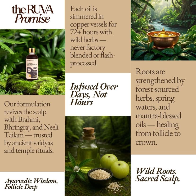 RUVA Organic Hair Revitalizer Ayurvedic Oil with Cold-Pressed Sesame Oil, Bhringraj & Amla | Strengthens Roots, Shine, Natural Haircare | For All Hair Types - Men & Women | 100ml view 7