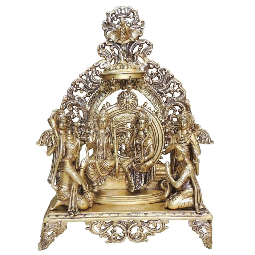 Brass Ram Darbar Idol | Religious Ram Parivar Statue for Home, Height : 22.5 Inch (BSMAS131 K) view 2