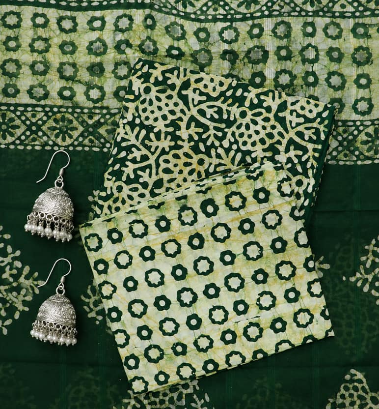 Handcrafted Batik Print 3 Piece Unstitched Cotton Suit set