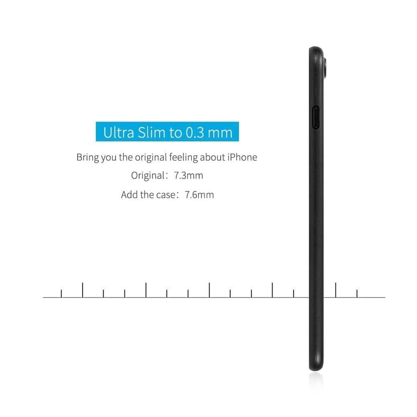 Memumi Slim Series Ultra Thin 0.3 mm Back Cover for Apple iPhone 8 Plus - Black (5.5") view 2