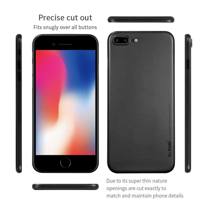 Memumi Slim Series Ultra Thin 0.3 mm Back Cover for Apple iPhone 8 Plus - Black (5.5") view 4