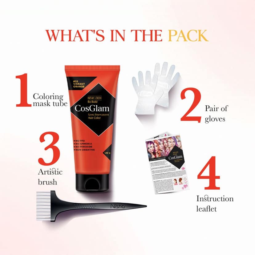 COSGLAM Semi Permanent Hair Color Vibrant Orange 120g and Hair Highlighter Kit 115g, Highlights Hair Dye view 4