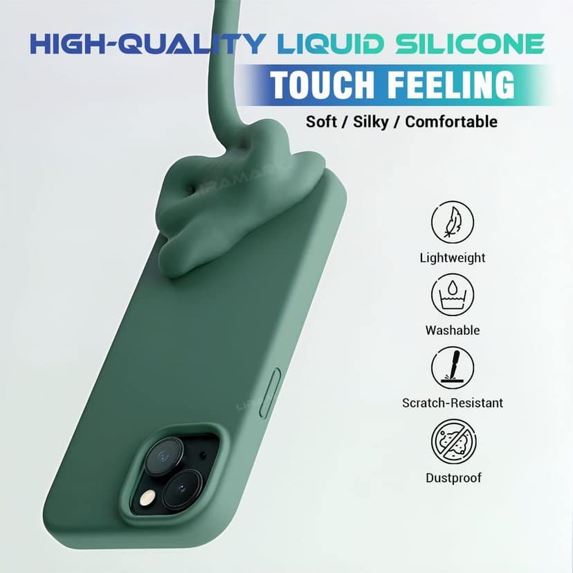 LIRAMARK Liquid Silicone Soft Back Cover Case for iPhone 15 Plus (6.7 inch) view 3