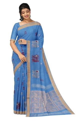 APCO Handloom - Women's Rahajmundry Pure Cotton Grey Handloom Saree (Angara Handloom Saree) 85