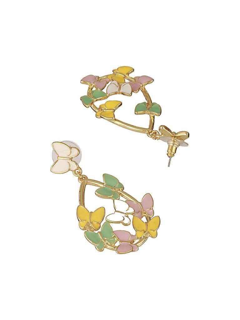 Anti-Tarnish Gold Plated Enamelled Butterfly Statement Luxe Drop Earrings view 6
