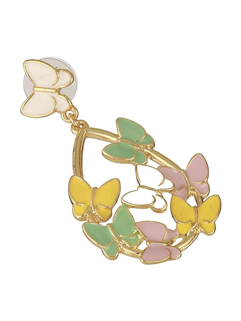 Anti-Tarnish Gold Plated Enamelled Butterfly Statement Luxe Drop Earrings view 8