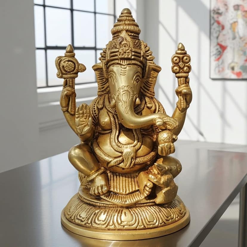 Brass Showpiece Ganesh God Idol Statue (BSMAS1724 G)