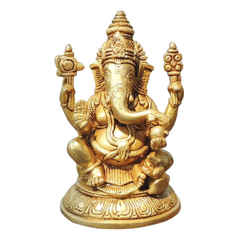Brass Showpiece Ganesh God Idol Statue (BSMAS1724 G) view 2