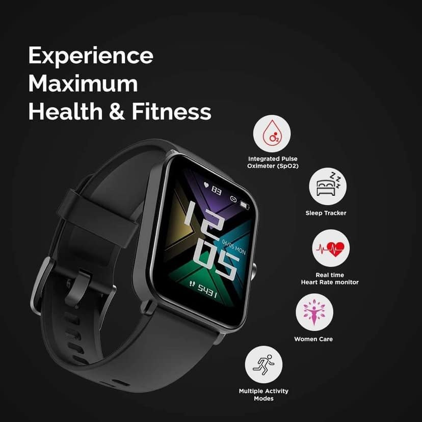 GOQii Newly Launched Smart Vital MAX HD Display Smart Watch with 5 lakhs Health Insurance & 1 lakh Life Insurance with SpO2, & Free 3 Months Personal Coaching view 5