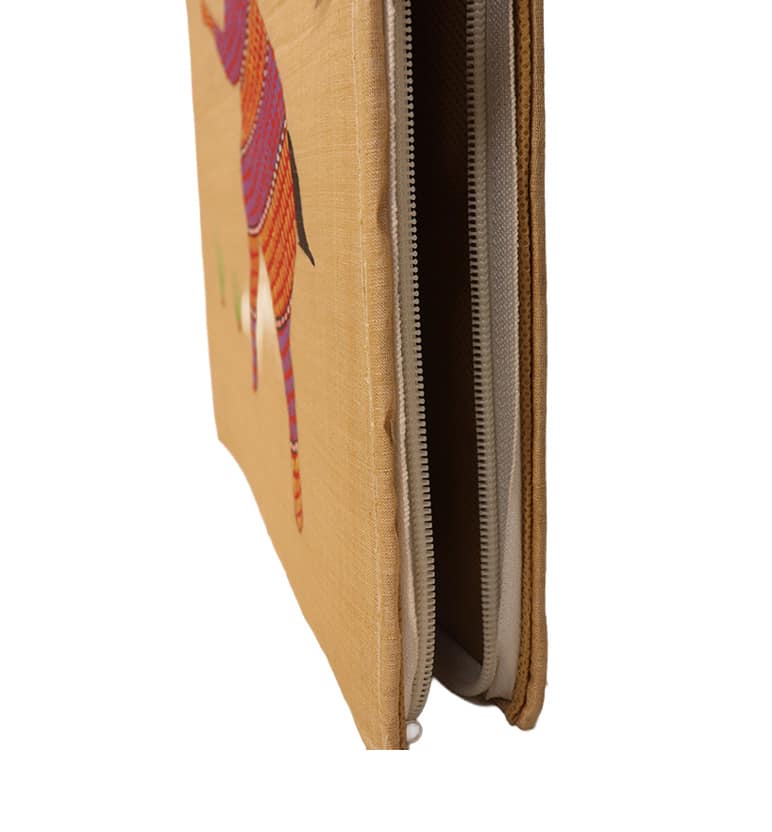 Handcrafted Gond Folk Art Fabric File Folder – Deer printed view 4