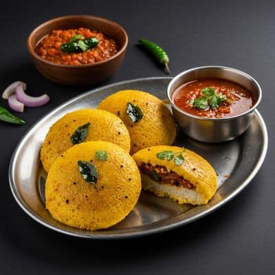 Ghee Nalla Karam Idli (4 Pieces)