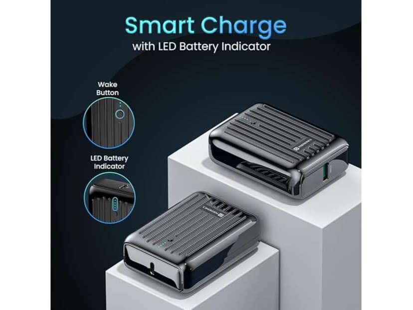 Portronics Zapcell 10K 10K Power Bank, 22.5W High-Speed Charging, Dual Output Ports, LED Battery Indicator - Black view 4