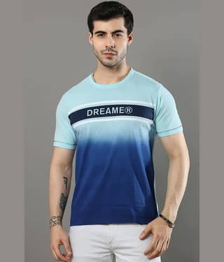 Cool Colors Pack of 1 Cotton Regular Fit Men's T-Shirt ( Aqua Blue )
