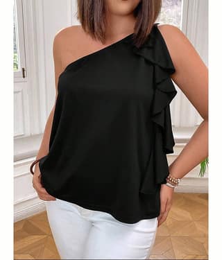 kotty Women's Crepe Regular Top ( Black )