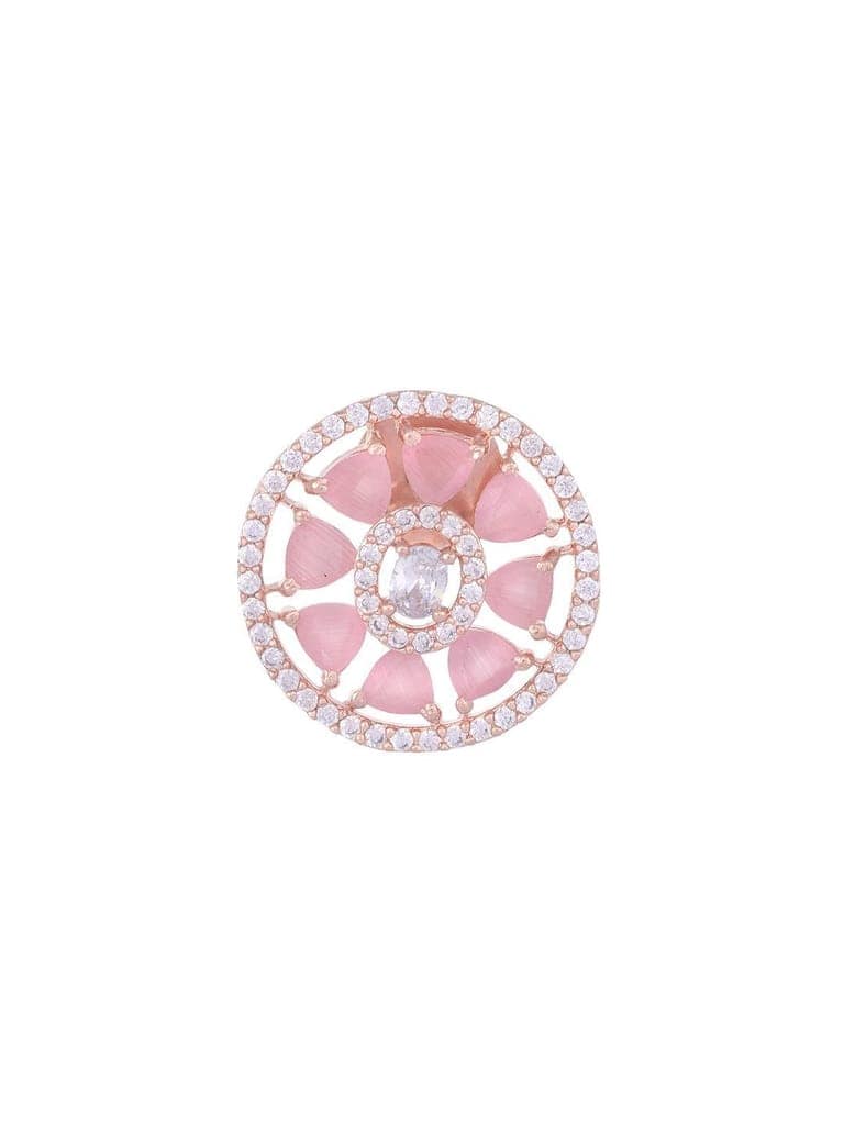 Elegant Pastel Pink Floral Studs AD encrusted Rose gold plated small earrings view 2