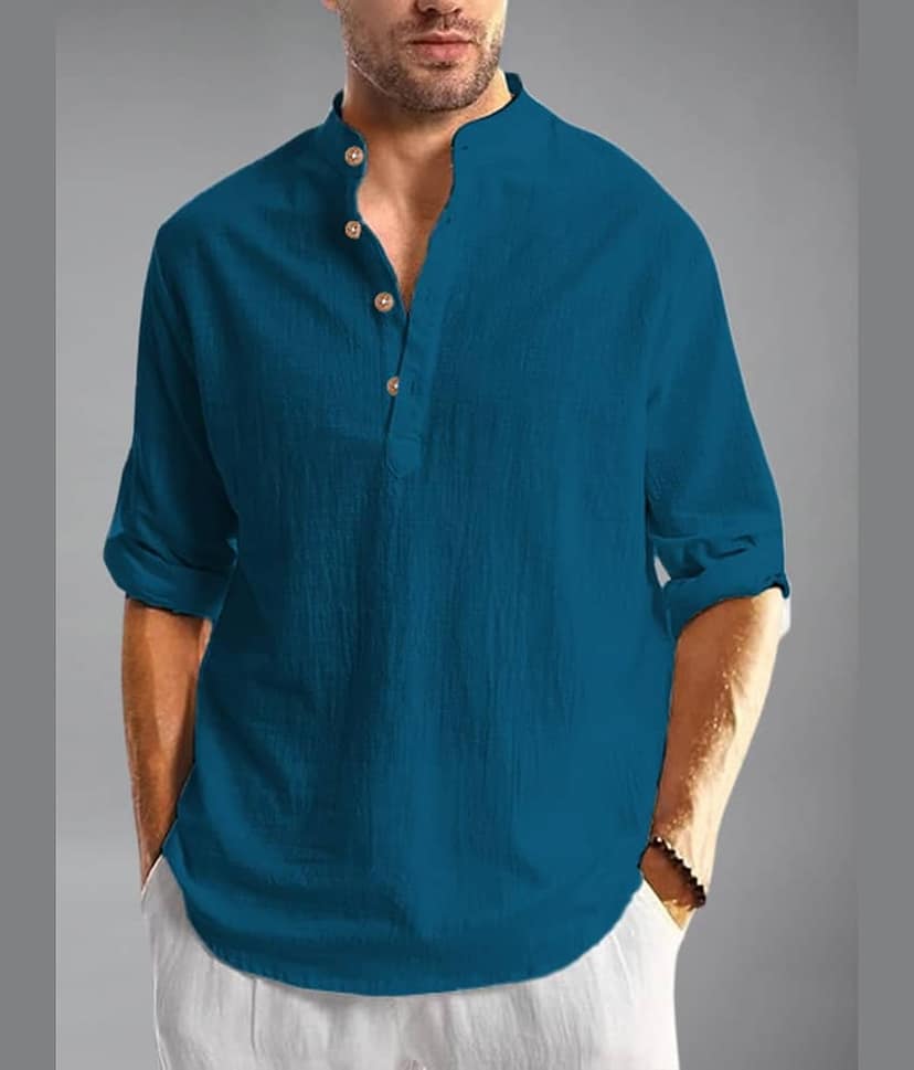 UNI VIBE Brown Cotton Blend Men's Shirt Style Kurta ( Pack of 1 )