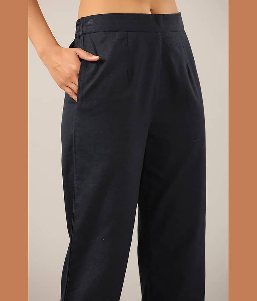 Juniper - Off White Cotton Blend Women's Pencil Pants ( Pack of 1 ) view 2