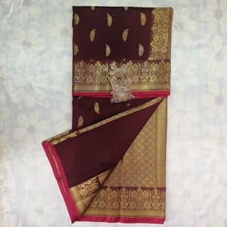 Soft Silk Saree with Blouse - Maroon