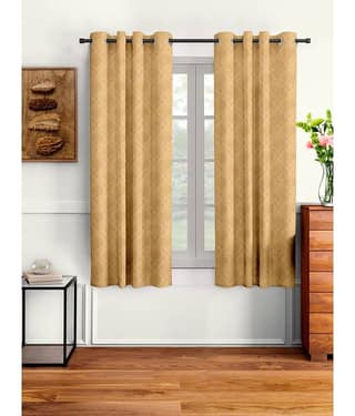 Cortina - Floral Embossed Room Darkening Eyelet Curtain-9 Ft-pack of 2