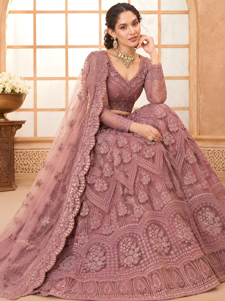 Traditional Zari Thread Work Semi-Stitched Lehenga | Unstitched Blouse with Inner Fabric | Stitched Dupatta | Wedding Wear (Original) view 2