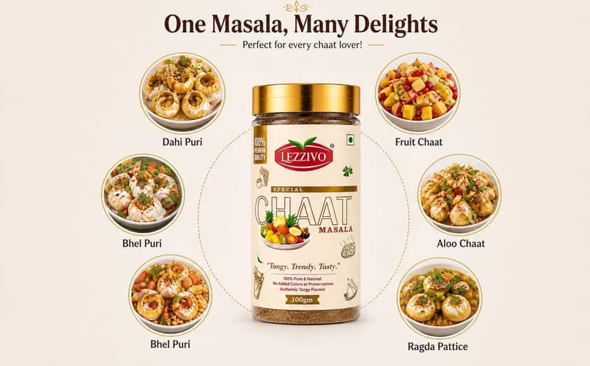 LEZZIVO Special Chat Masala - 100g | Chaat Masala | Chatpata Masala | 100% Pure & Natural Ingredients view 3