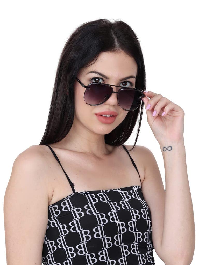 4Flaunt Rimless Aviator Stylish Trending & Latest Vintage Pilot Metal Body Sunglasses For Men And Women | 100% UV Protected (L, C5 - Gold Frame/Black Lenses) view 6