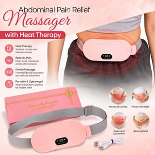 Period Cramp Relief Massager & Heating Pad for Period Cramps Portable Cordless Periods Cramps Relief Machine 3-Temp. & 3-Massage Mode Fast Heating Menstrual Period Pain Relief Device for Women.