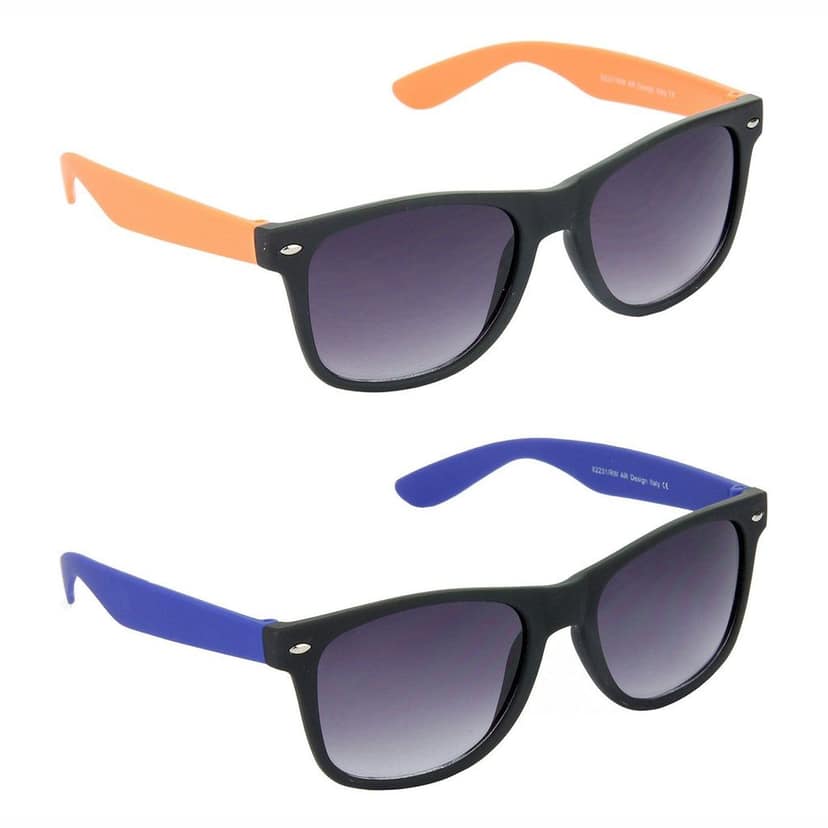 HRINKAR Men Women Boys & Girls Pilot & Rectangular Sunglasses Brown & Blue Frame, Brown & Grey Lens (Medium) Pack of - 2