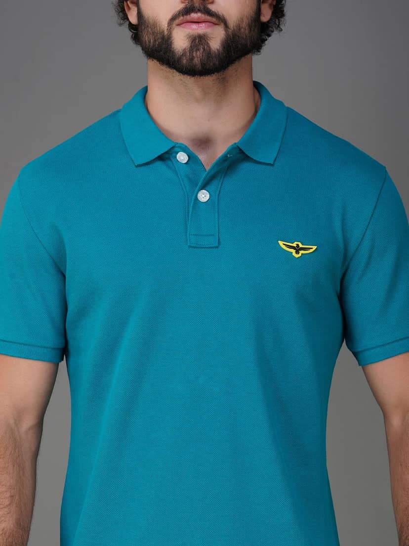 Solid Polo Shirt-TROPICAL GREEN view 7
