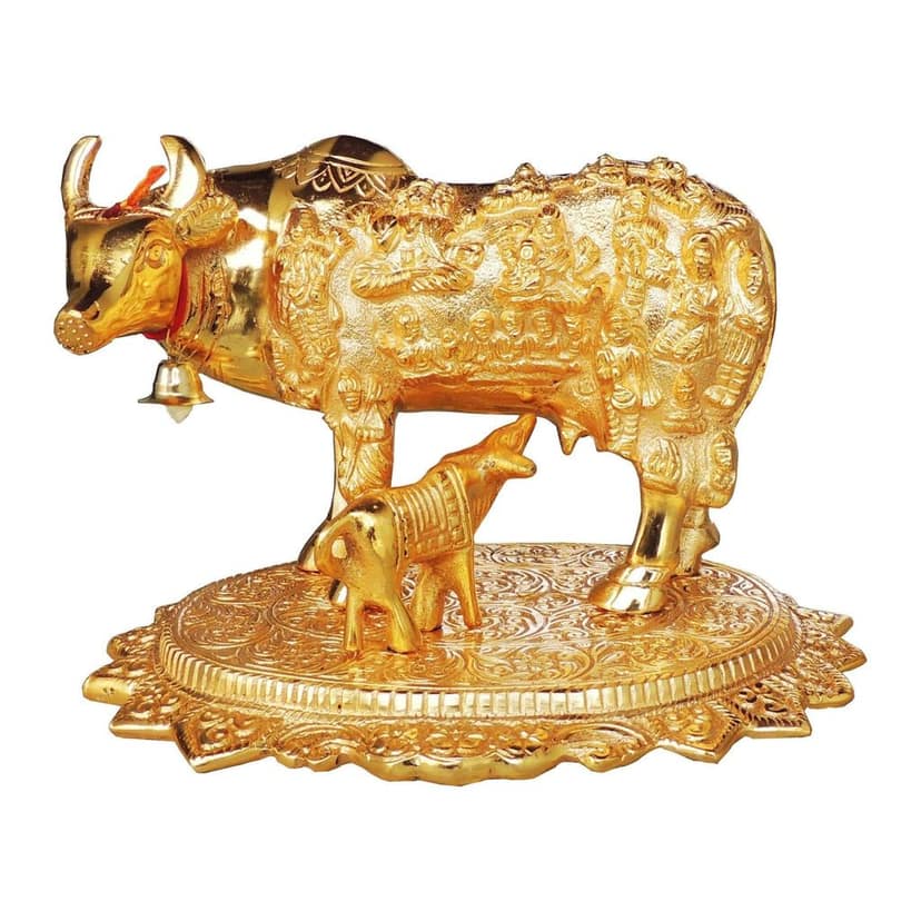 Aluminium Cow Statue ? Artistic Metal Home D?cor, Height : 6.3 Inch (ASMAS246 G) view 2