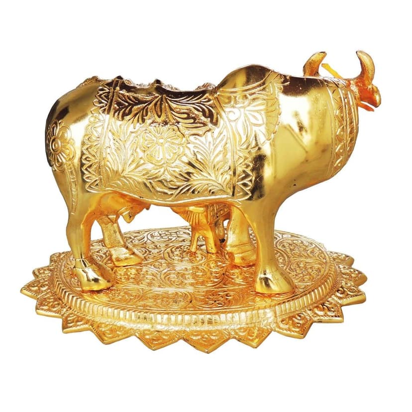 Aluminium Cow Statue ? Artistic Metal Home D?cor, Height : 6.3 Inch (ASMAS246 G) view 3
