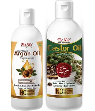 The Nile Argan Oil 100 ML + Castor Oil 200 ML Skin & Hair Care 300 mL Pack of 2