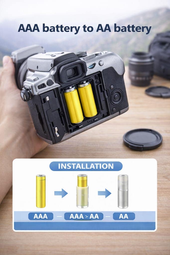 AAA to AA Battery Converter Adapter Sleeves – Converts AAA Batteries to AA Size | Reusable Battery Holders for Remote, Toys, Clock & More (Pack of 2) view 6