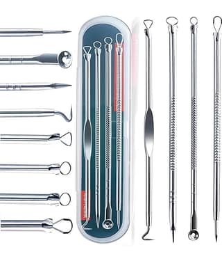Blackhead Remover | Pimple Comedown Extractor Tool with Case | Whitehead Popping | Treatment for Blemish | Zit Removing for Nose Face Skin | Remover Tools Kit - Set of 4