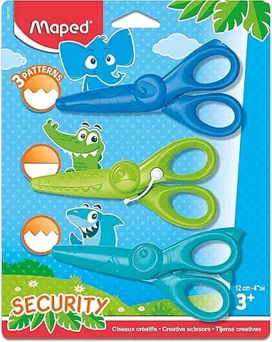 Maped Kidicraft Childrens Safety Craft Scissors (Pack of 3) Zig Zag, Curves & Straight Cut, Assorted (981727) view 2