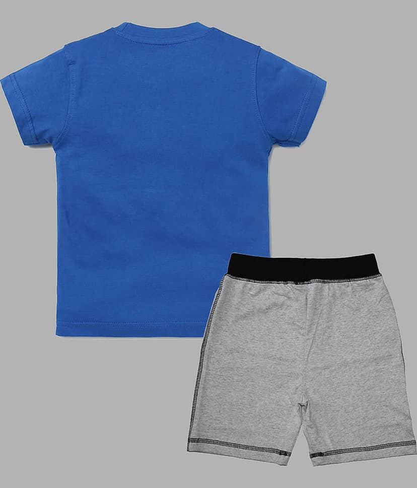 ETCHED DESIGN Pack of 1 Boys Cotton T-Shirt & Shorts Set ( Multicolor ) view 3