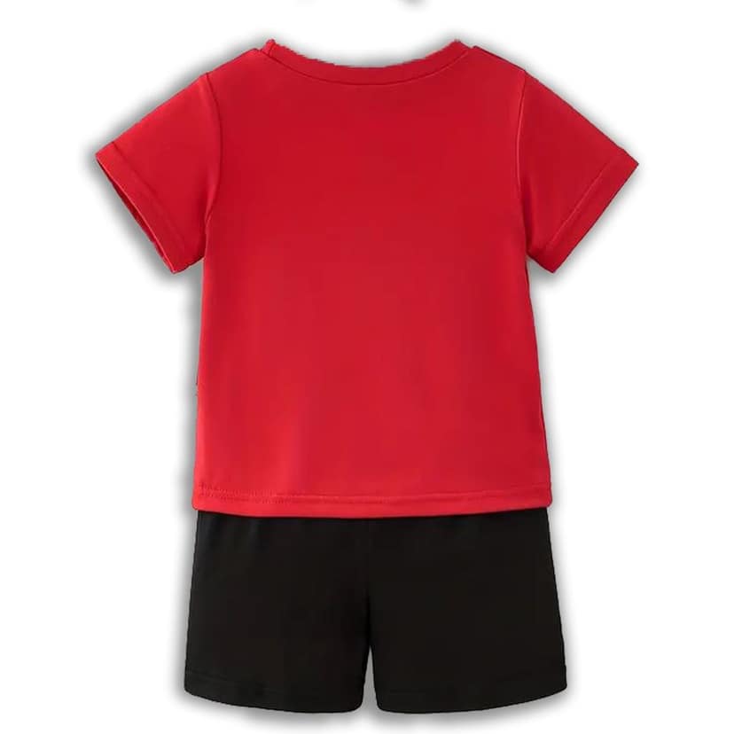 King Tiger Print Kids' Red T-Shirt & Black Shorts Set view 2