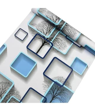 Sekhmet Blue Qube 3D Wall Sticker Oil Proof and Waterproof, Kitchen Backsplash Sky Gold Stickers Wallpaper for Hotel, Living Room