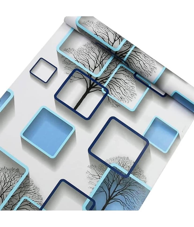 Sekhmet Blue Qube 3D Wall Sticker Oil Proof and Waterproof, Kitchen Backsplash Sky Gold Stickers Wallpaper for Hotel, Living Room